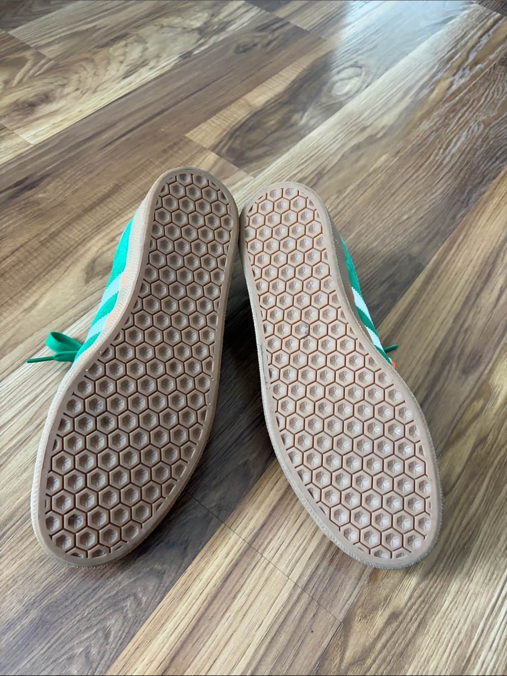 adidas Gazelle ADV shoes in a "Green/Cloud White/Gum" colorway. - Picture 2 of 8